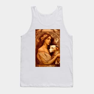 Woman wearing tunic holding a dog - Art Nouveau Style Tank Top